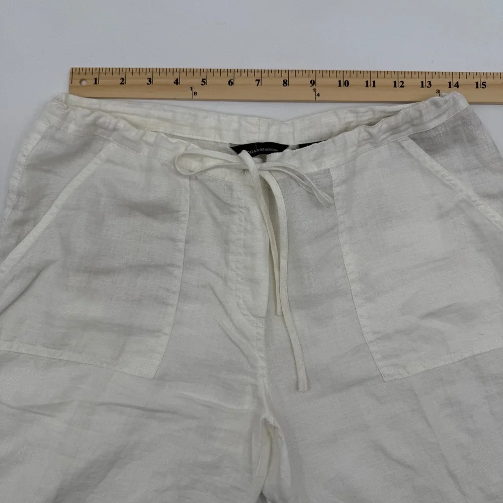 Moda International Linen Pants Womens XS White Drawstring Wide Leg Coastal Beach - Picture 9 of 9
